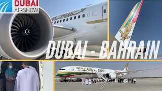 Trip Report  Birds in the plane  Dubai  Bahrain  Gulf Air Economy Class  Boeing B7879 [upl. by Tnirb]