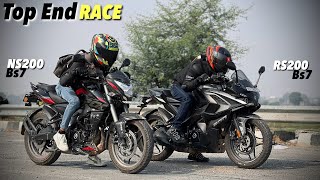 BAJAJ RS200bs7 vs NS200bs7 DRAG RACE🔥 [upl. by Wycoff692]