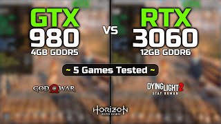 RTX 3060 vs GTX 980  5 Games Tested [upl. by Enaud]