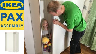 IKEA PAX Wardrobe Assembly with IKEA HASVIK Sliding Doors [upl. by Enenej529]