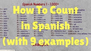 Spanish Numbers From 1 to 1000 with 9 Examples of Common Uses [upl. by Eimrots]