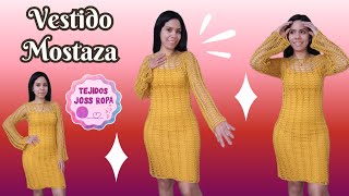 Vestido mostaza tejido a crochet  tejidos joss ropa [upl. by Thilda]