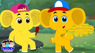 Ek Mota Hathi In Yellow Color এক মোতা হাতি Bandar Mama  Baby Rhymes For Kids In Bangla [upl. by Yanaj865]