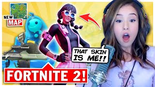 Pokimane Reacts to Fortnite Chapter 2  Battle Pass Season 11 Gameplay  NEW Map [upl. by Anawait436]