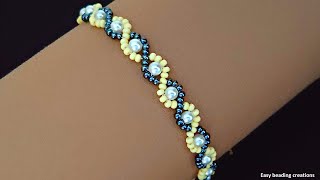 Simple bracelet pattern for beginner beaders Diy bracelet [upl. by Cooperman]