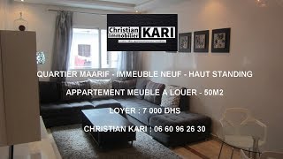 Maarif Appartement Meublé A louer 55m2 Loyer 5 500 Dhs [upl. by Nema965]