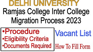 Ramjas College Inter College Migration Process 2023 anasdu [upl. by Olegnaed]