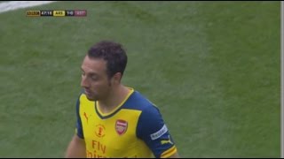 Santi Cazorla vs Aston Villa English Commentary HD [upl. by Kcor]