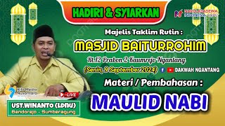 🔴 LIVE MASJID BAITURROHIM PEMATERI UstWINANTO MAJELIS TAKLIM RUTIN 9 SEPTEMBER 2024 BAB MAULID NABI [upl. by Olumor165]