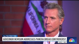 Gov Gavin Newsom addresses Panera Bread controversy [upl. by Yauqram157]