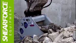 XC30 Xcentric Crusher Bucket Crushing Hard Rock in Vancouver British Columbia Canada [upl. by Mogerly]