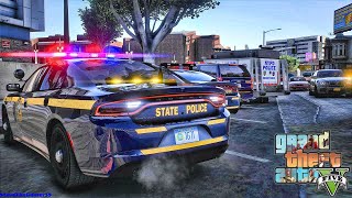 Playing GTA 5 As A POLICE OFFICER Highway Patrol NYSP GTA 5 Lspdfr Mod 4K [upl. by Nwad]