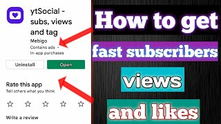 How to get views like and subscribers using application ytsocial free fast app [upl. by Penoyer]