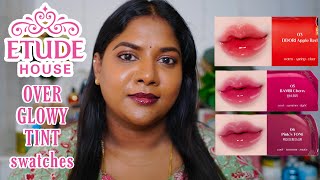 Etude House Over Glowy Tint Review  Hydrating amp Shiny Lip Look  Saranya Adhavan  4K [upl. by Owiat]