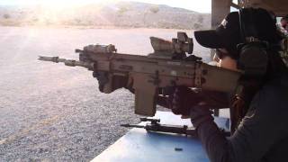 SCAR Heavy 308 battle rifle standing off hand shot by woman [upl. by Tirrag97]