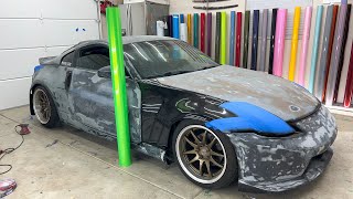 NISSAN 350Z With No Paint Wrap Guide  Hardest Body Kit Parts In Real Time [upl. by Damahom587]