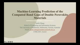 Machine Learning Prediction of the Computed Band Gaps of Double Perovskite Materials [upl. by Yoho]