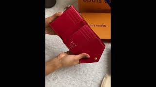 Louis Vuitton 2022 Victorine Wallet Damier Ebene  Red Unboxing [upl. by Rosalba]