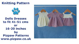 Dolls Clothes Knitting Pattern Three Dresses to knit for 1620 inch or 4151 cms doll [upl. by Akela]