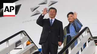 Chinese President Xi Jinping arrives in Serbia [upl. by Razaele]