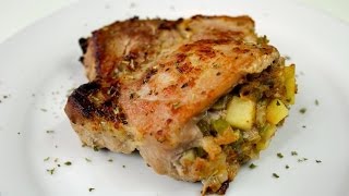 Apple Stuffed Pork Chop Recipe [upl. by Ribaj]