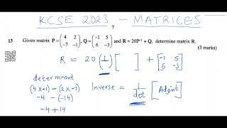 KCSE 2023 PP1 MATRICES [upl. by Yks642]