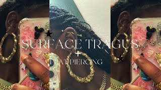 Come Get Pierced With Me  Surface Tragus  Flat Piercing Full Experience [upl. by Arec]