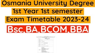 OU University Degree 1st Year 1st sem Exam Timetable 202324  OU degree 1st sem Exams timetable [upl. by Enirehtahc403]