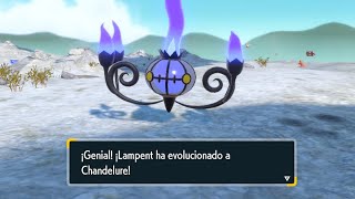 ✅Como evolucionar a LAMPENT en CHANDELURE en pokemon PurpuraEscarlata [upl. by Jahncke637]