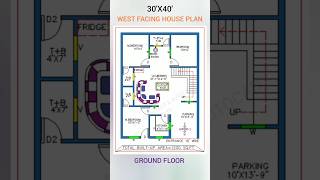 30X40 WEST FACING HOUSE PLAN plot gharkanaksha ytshorts [upl. by Hephzipah]