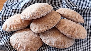 Pan de pita integral 100   Pan árabe ¡Trucos 🇬🇧SUB [upl. by Susi]