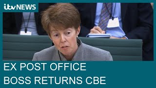 Former Post Office boss hands back CBE as mass exonerations considered  ITV News [upl. by Atinat]