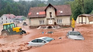 Czech Republic and Poland Went Underwater Flash flood swept away cars and submerged houses Europe [upl. by Claudell]