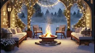 Snowy Patio Relaxation with Ambient Fireside Glow NO MUSIC 🔥❄️😌 [upl. by Gunning699]