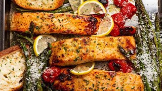 Healthy Oven Lemon Garlic Salmon [upl. by Carmita554]