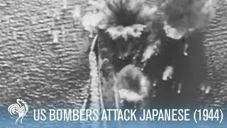 Aerial Footage US Dive Bombers Attack Japanese Warships 1944  War Archives [upl. by Yattirb]