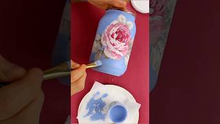 How to paint amp decorate glass jar  Decoupage tutorial for beginners  DIY painted glass decoupage [upl. by Andreana]