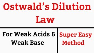 Ostwald dilution law in Hindi  Ionic Equilibrium [upl. by Htebharas790]