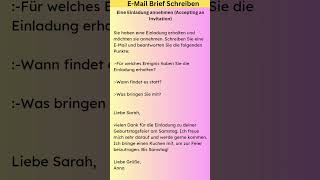 EMail Brief Schreiben A1 A2 B1 B2 Goethe Prüfung dailygermanlesson [upl. by Lipp]