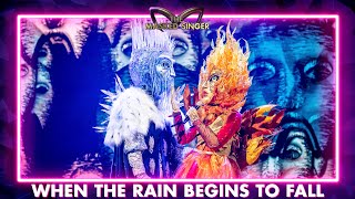 Flamme Fatale amp IJskoning  ‘When The Rain Begins To Fall’  Aflevering 6  The Masked Singer  VTM [upl. by Doti]