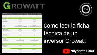 Como leer la ficha técnica de un inversor Growatt Datos más importantes para hacer la instalación [upl. by Jemmy]