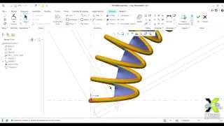 PTC Creo 20 Spring of any trajectory  Sweep trajpar equation  HD [upl. by Sosthina]