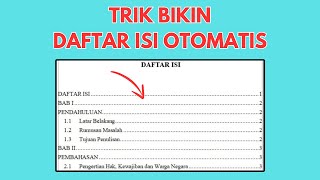 Cara Membuat Daftar Isi Otomatis di Word [upl. by Tedra]