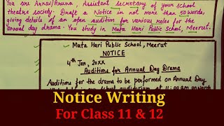 Notice Writing  Notice writing class 12  Notice writing class 11 [upl. by Aisats]