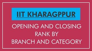 IIT Kharagpur  Opening and Closing Rank By BRANCH and CATEGORY  All Courses [upl. by Travus]