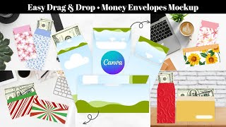 Drag and Drop Cash Envelope amp Money Envelope Mockup Demo  Tutorial • Editable Canva Template [upl. by Sorci759]