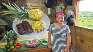 ARROZ CON PIÑA A LA LEÑA Comida típica LA VIDA EN EL CAMPO [upl. by Uhej589]