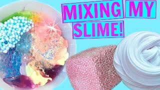 MIXING ALL MY SLIMES SLIME SMOOTHIE DIY FLUFFY SLIME WITHOUT GLUE OR BORAX [upl. by Saixela]