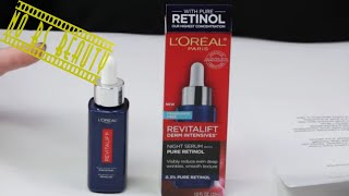 LOreal Skincare Loreal Revitalift Derm Intensives Night Serum w Pure Retinol 03 Review amp How to [upl. by Ilanos]