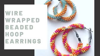 SUPER EASY Wire Wrapped Hoop Earrings  Beginners Beading Tutorial [upl. by Sivad]